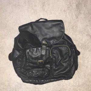 Faux Leather Backpack- 4 Exterior pockets
